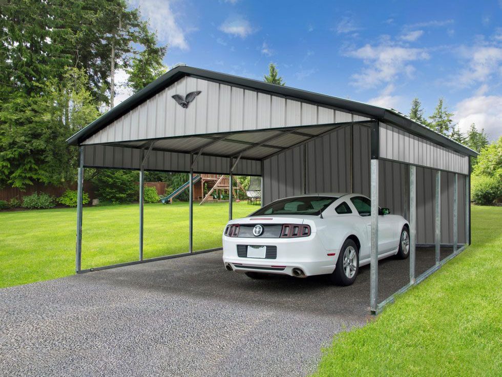 Boxed Eave 1-Sided Metal Carport 18 x 20 x 7