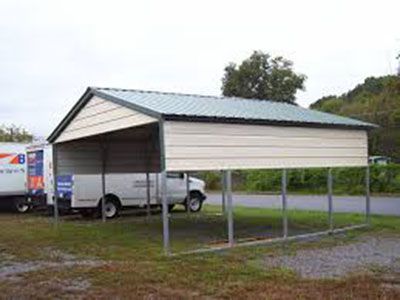Vertical Metal Carport with Panels & Gable End 18 x 20 x 7