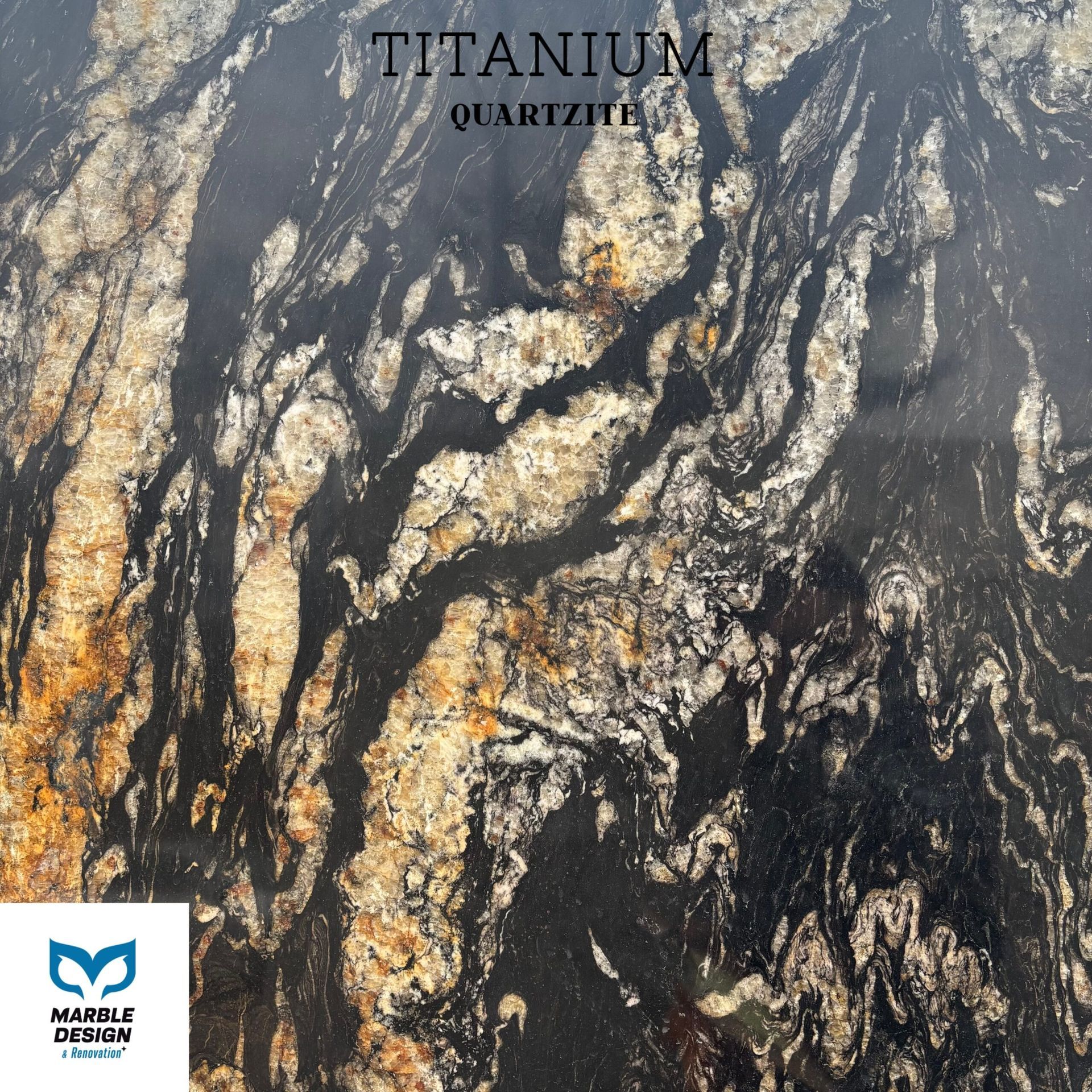 A close up of a titanium quartz counter top