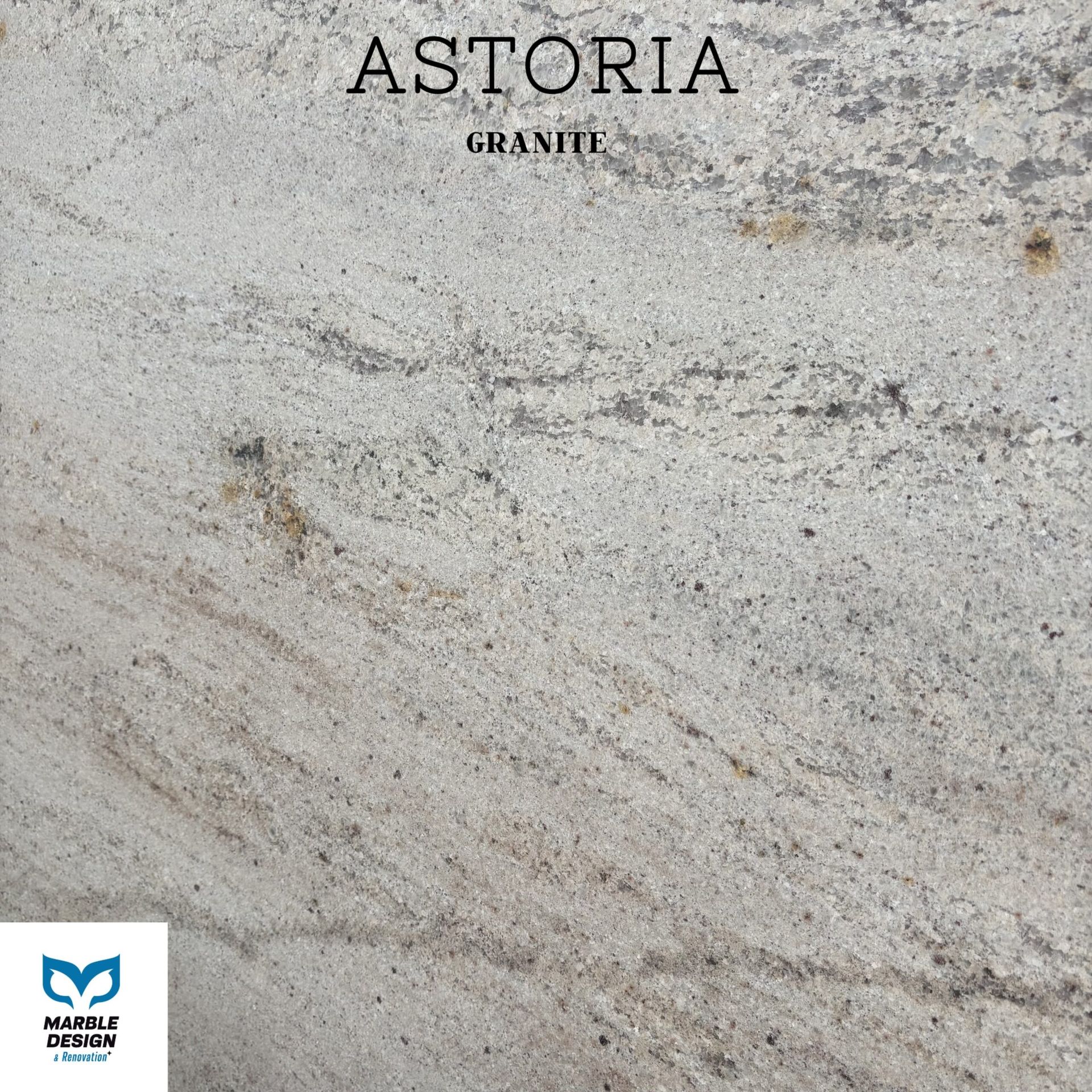 A close up of a white granite counter top