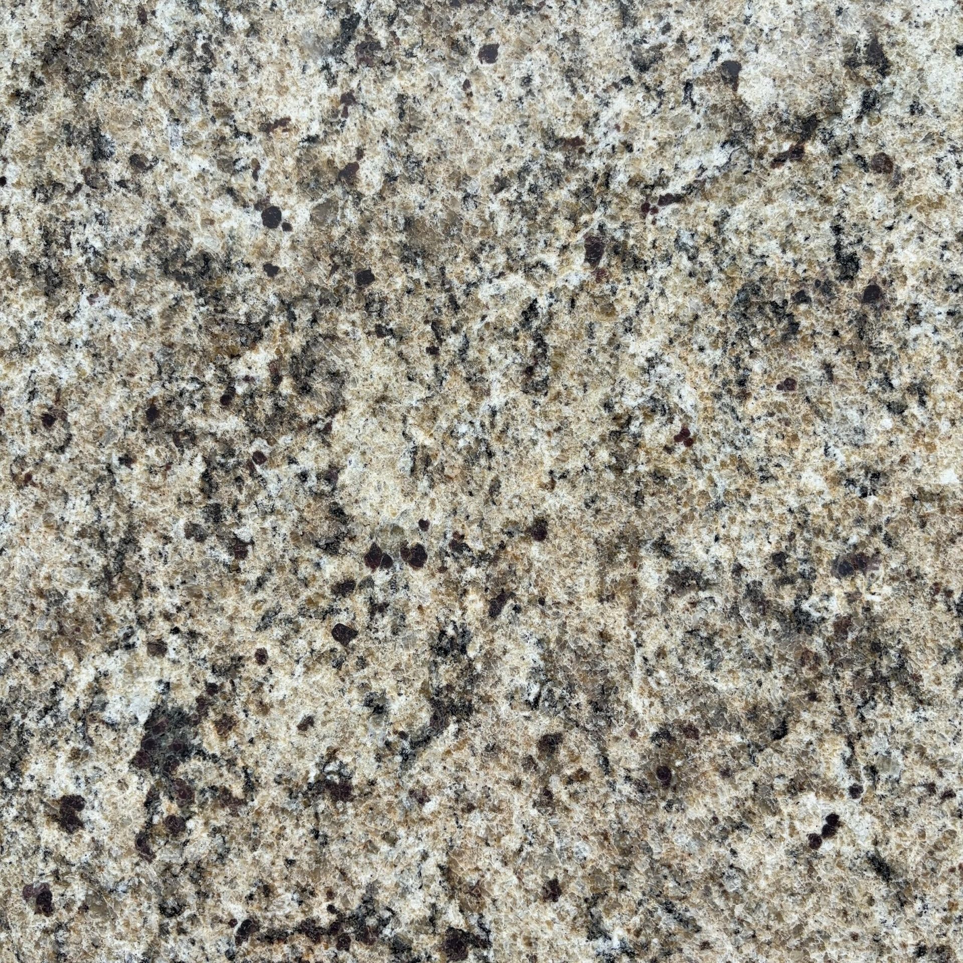 A close up of a granite counter top with black spots
