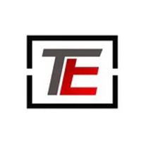 Black and red “TE” logo inside a square outline