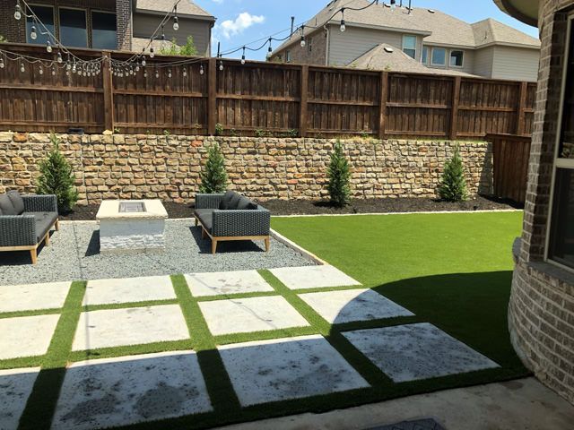 Salt Finish Concrete Pads, Artificial Turf