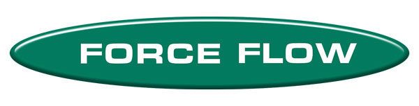 Green oval button with the words FORCE FLOW in white.