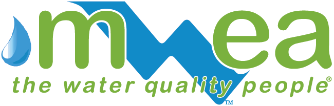 Logo for MWEA: green letters