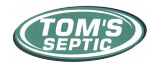 Logo for Tom's Septic: teal oval with white text, "TOM'S SEPTIC."