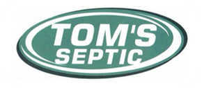 Logo for Tom's Septic: teal oval with white text, "TOM'S SEPTIC."