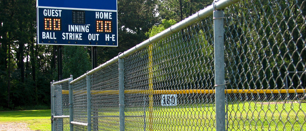 Chain link fence for soccer field