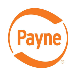 Payne logo in orange with circular swoosh around the word Payne