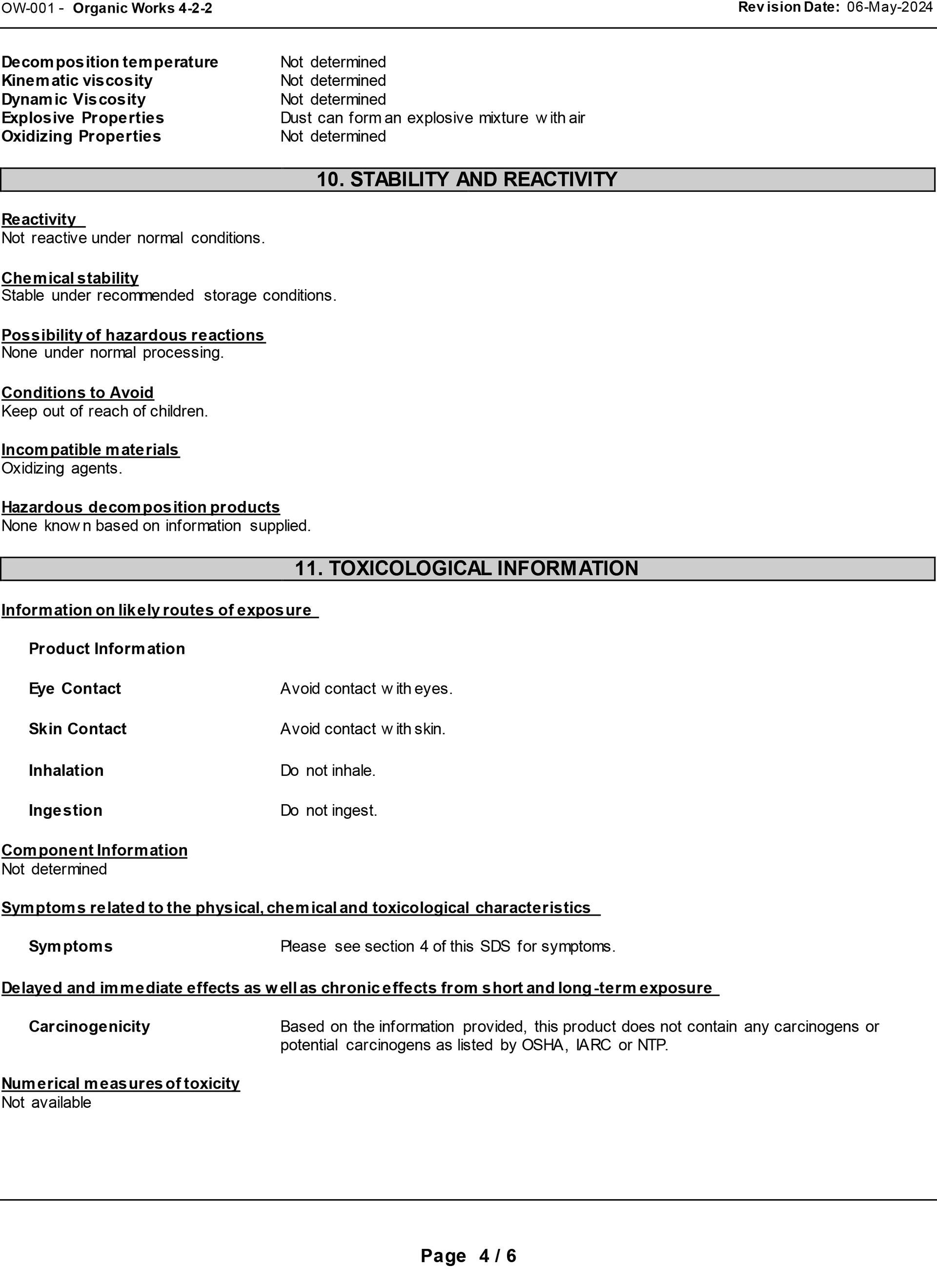 MSDS Data Sheet page4