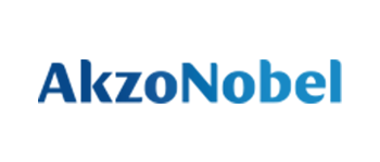 A blue and white logo for akzonobel on a white background
