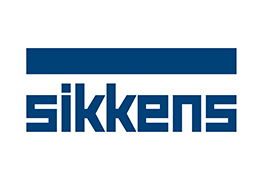 Sikkens logo: blue horizontal bar above the word sikkens in blue, sans-serif font.