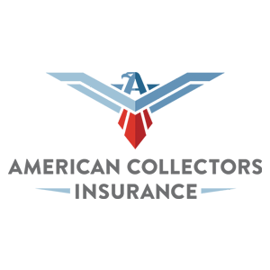 American Collectors Insurance logo with blue eagle and red shield emblem on white background