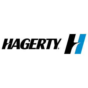 Hagerty logo in black and blue on a white background