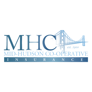 MHC Mid-Hudson Cooperative Insurance logo with blue bridge graphic and text on white background