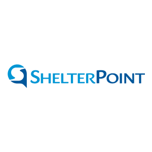 Blue ShelterPoint logo on a white background