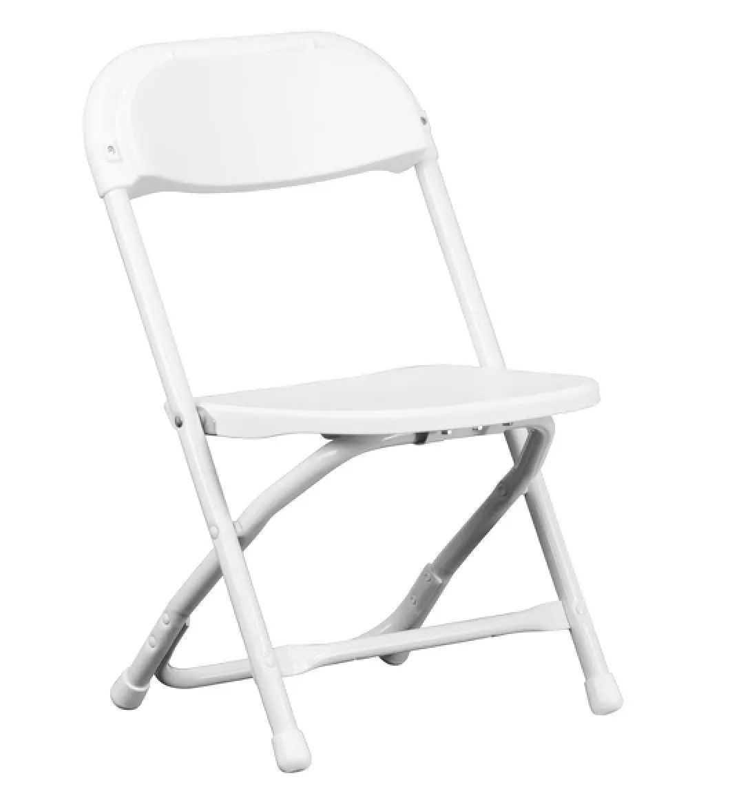 A white folding chair on a white background