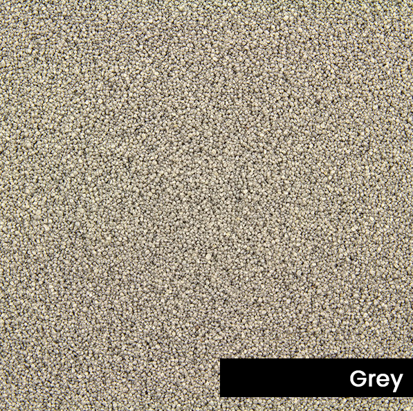 Grey carpet, textured, with a subtle speckle pattern.