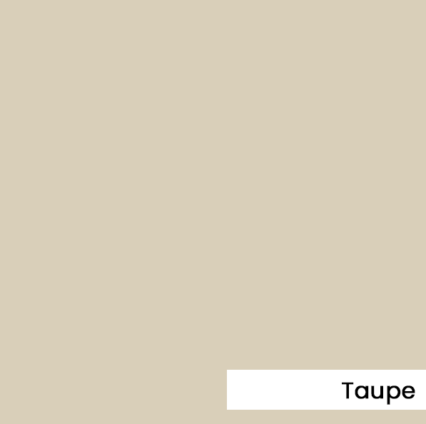 Solid taupe color square, with a white rectangle labeled Taupe.