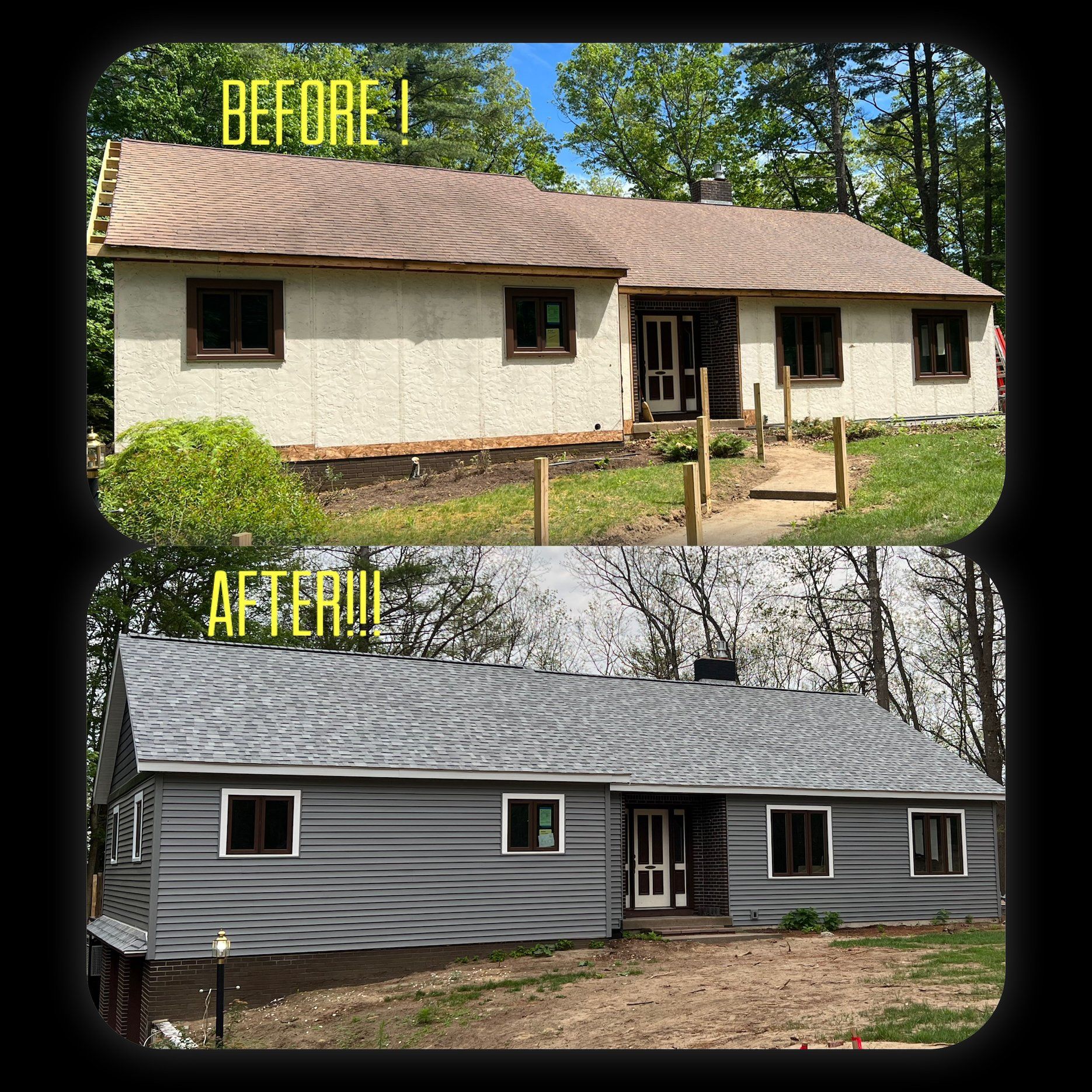 roof and siding replacement before and after