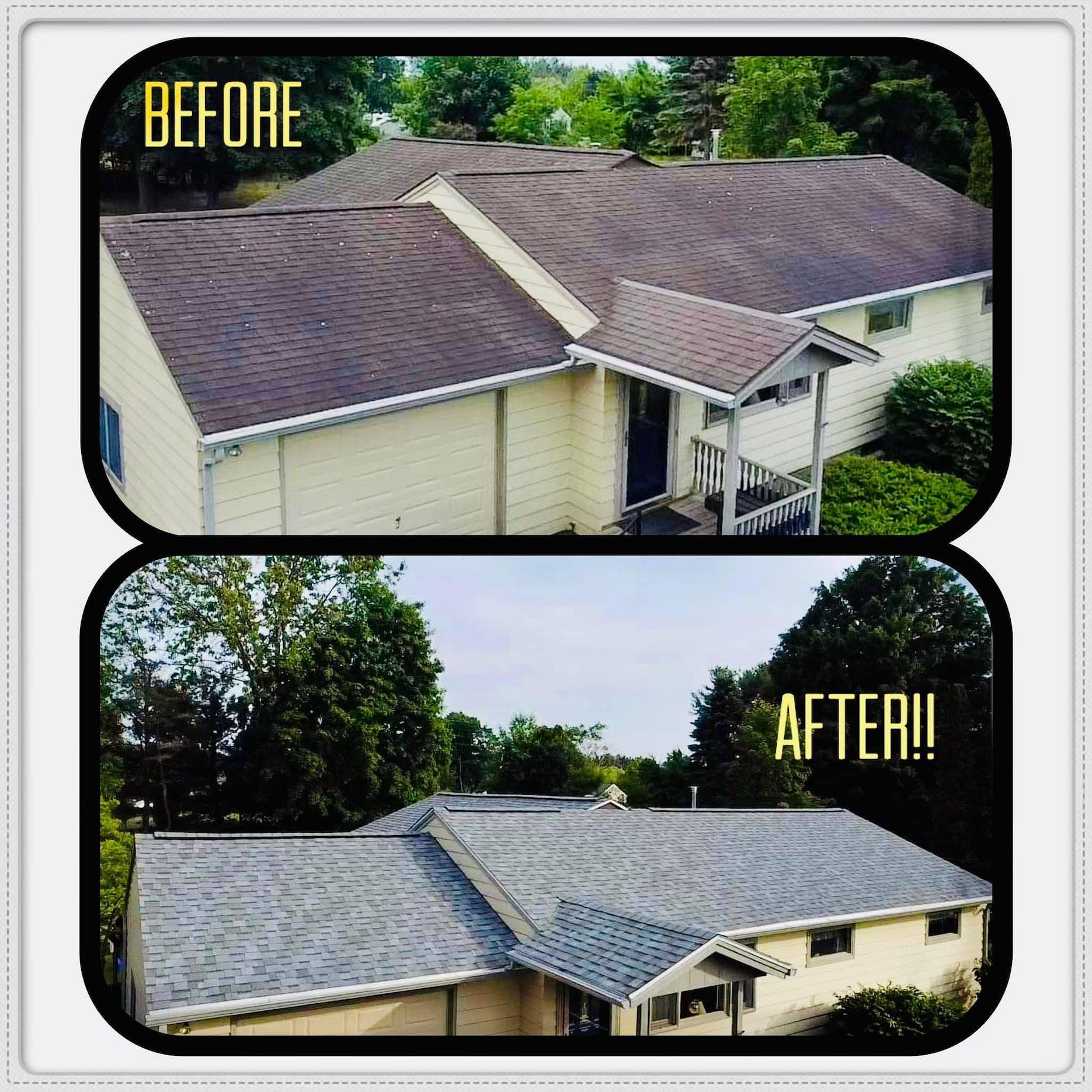 roof replacement before and after
