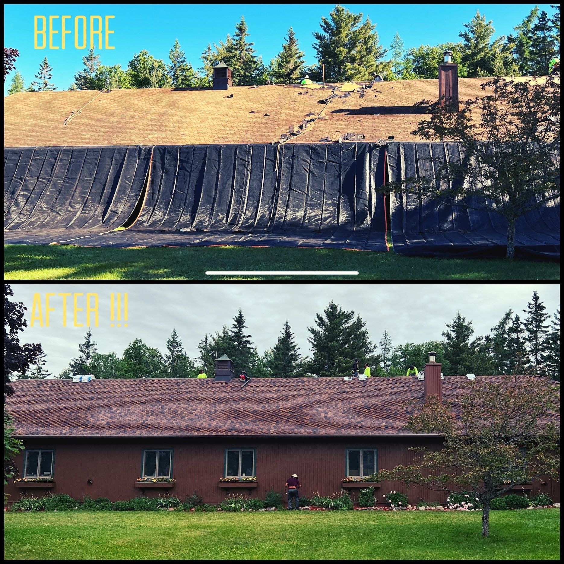 red roof replacement before and after