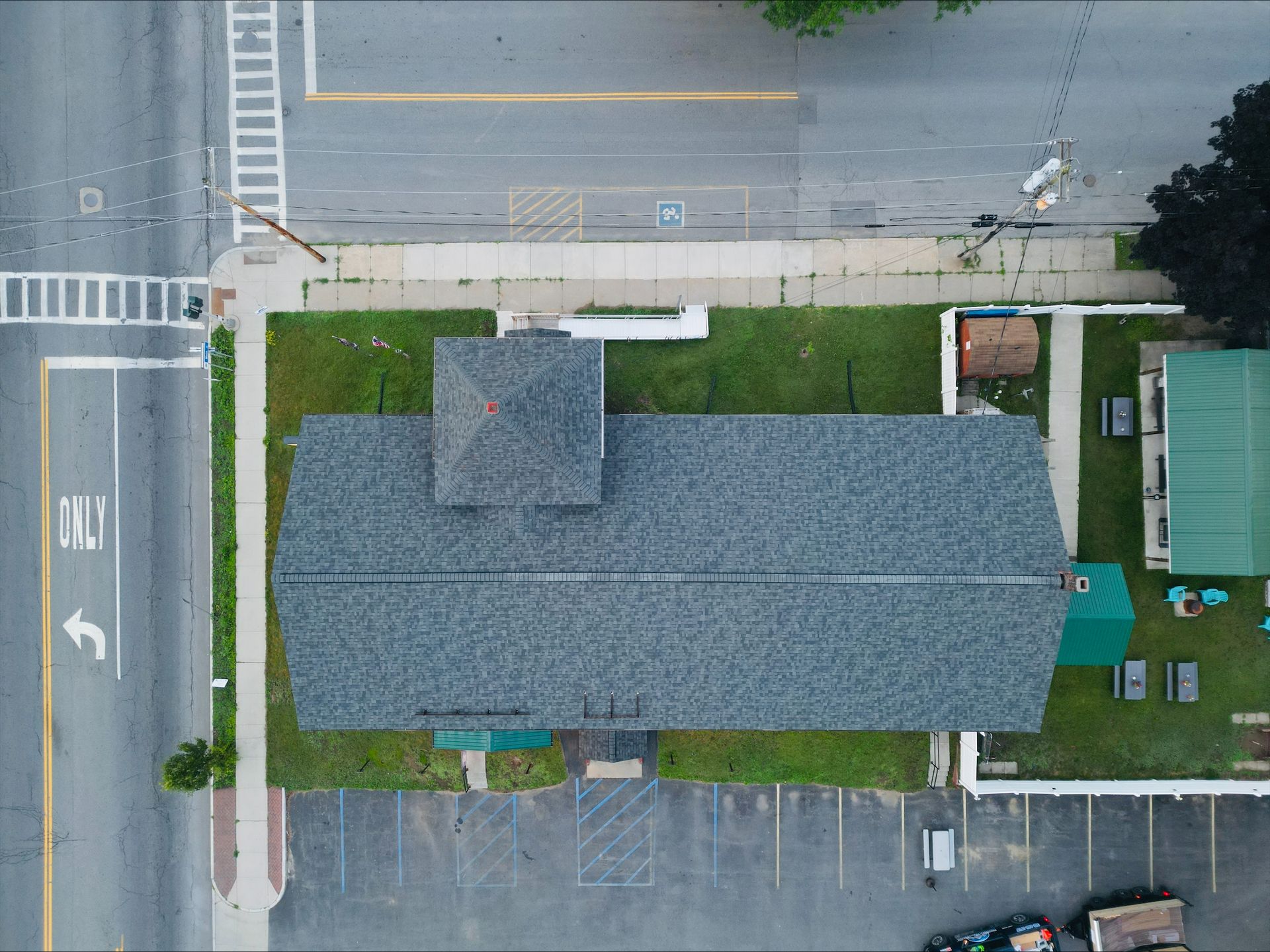 blue roof top view