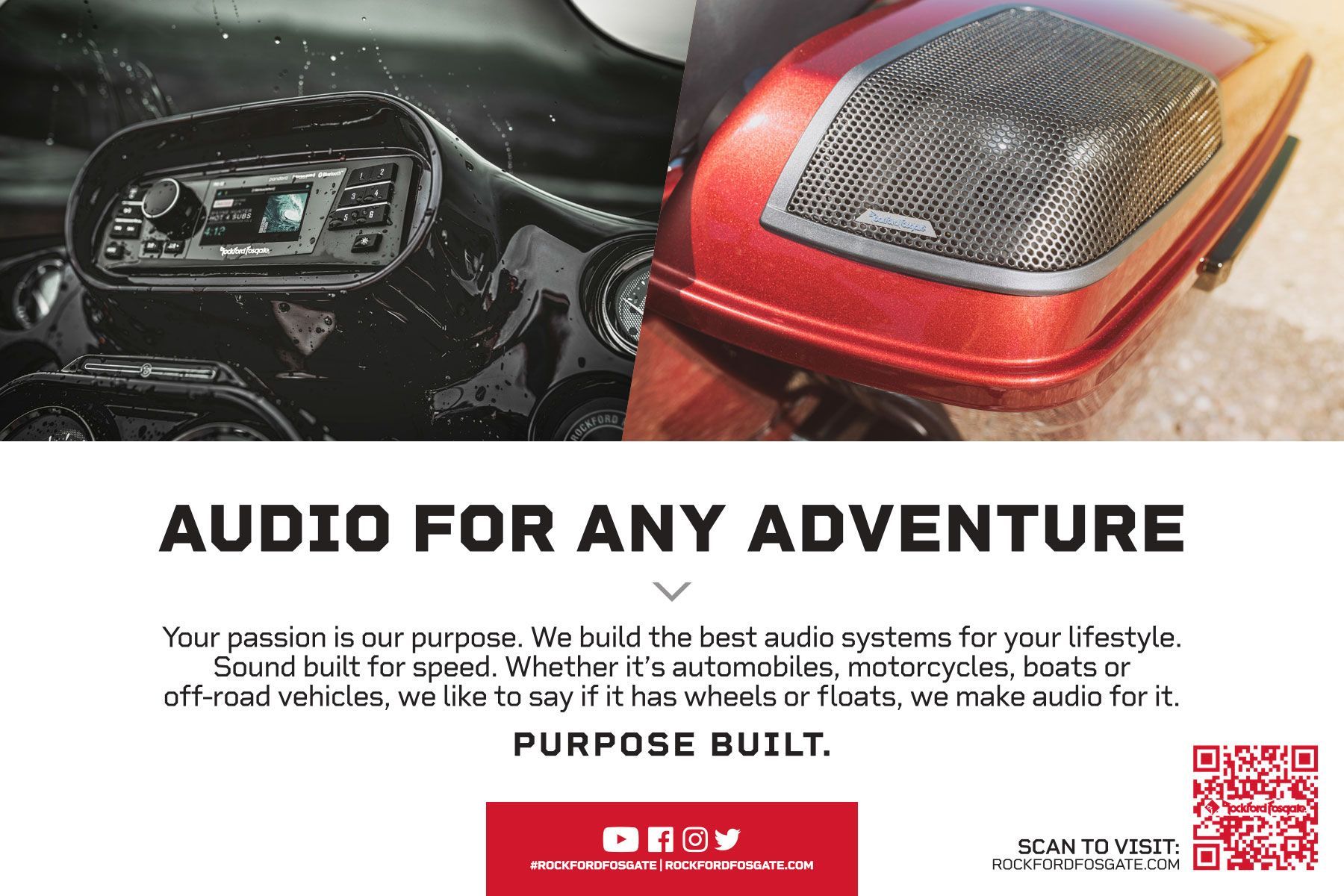 Audio for any any adventure for motorcyle