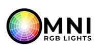 OMNI RGB Lights logo with a multicolor circular wheel icon and black text on a white background