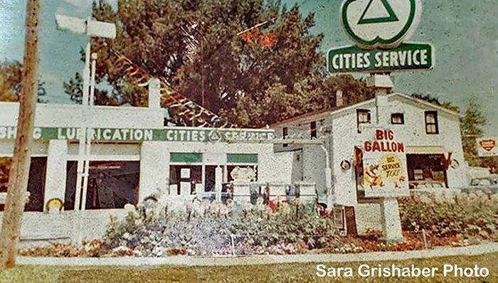 An old photo of a cities service gas station
