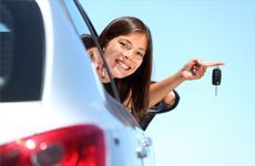 Woman with her car key