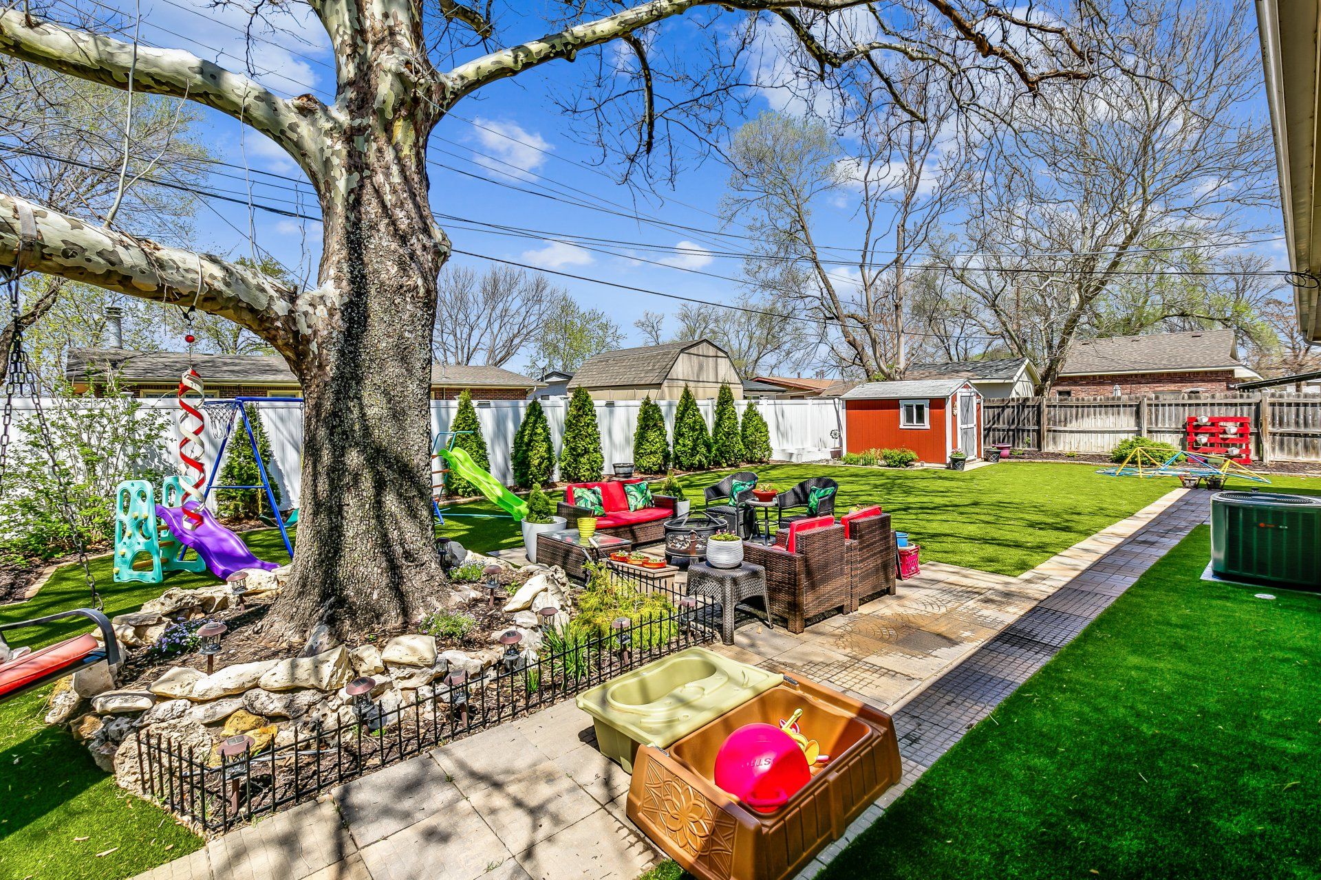 mini playground and big tree