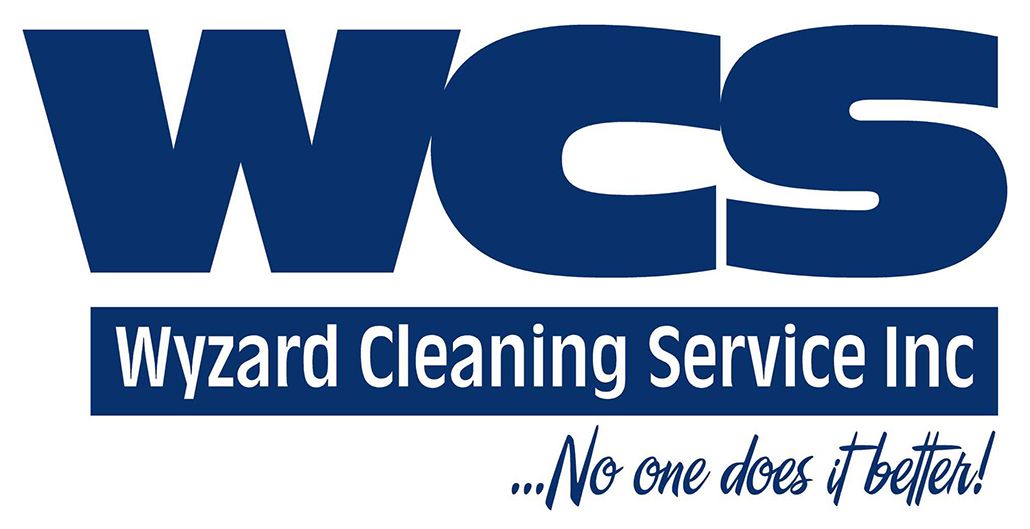 Logo for Wyzard Cleaning Service Inc: Blue text "WCS" above "Wyzard Cleaning Service Inc".