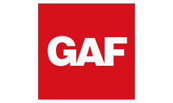 GAF logo in white text on a red square background.