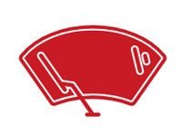 Red windshield wiper icon on a curved windshield outline