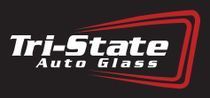 Tri-State Auto Glass logo in white and red on a black background