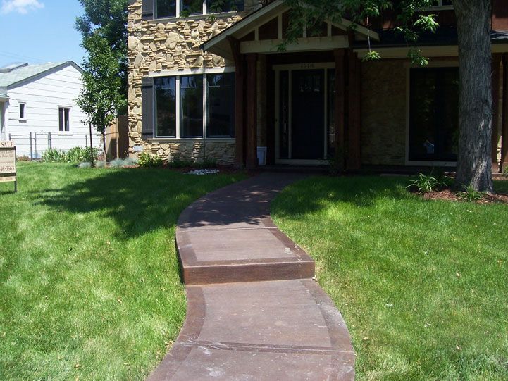Stamped concrete pathway