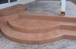 stamped and colored concrete steps and porch