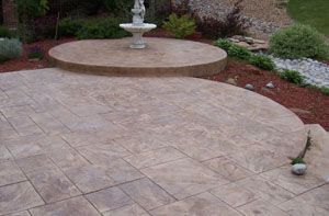 beautiful stamped and colored concrete patio