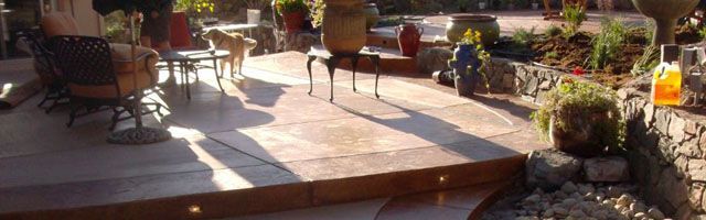 decorative stamped and colored concrete patio