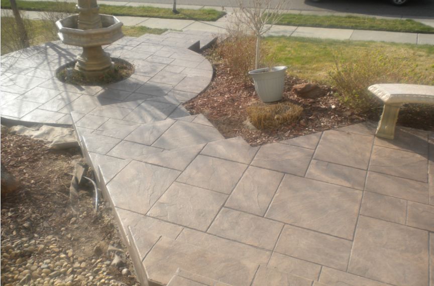stamped and colored concrete patio