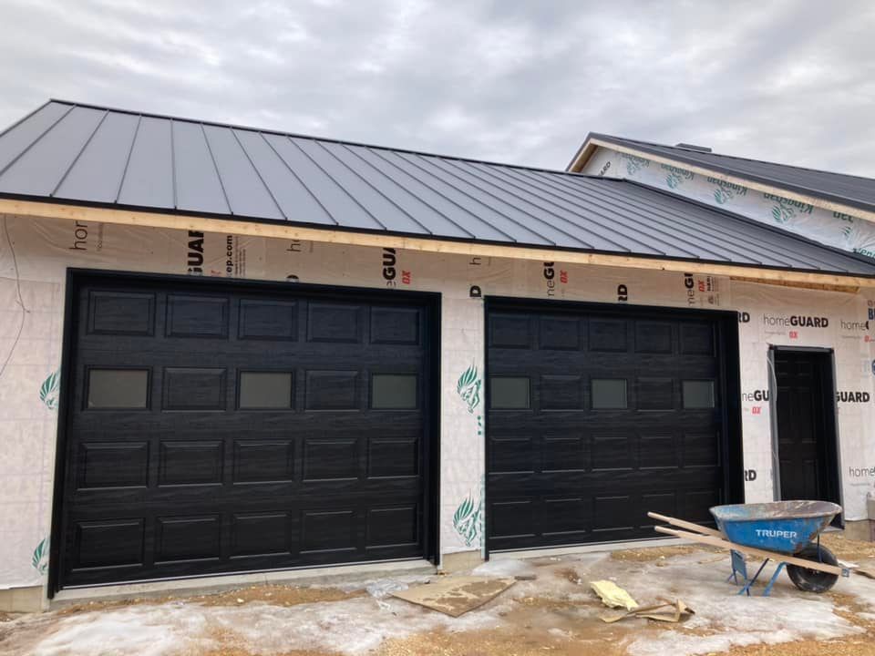 black garage door