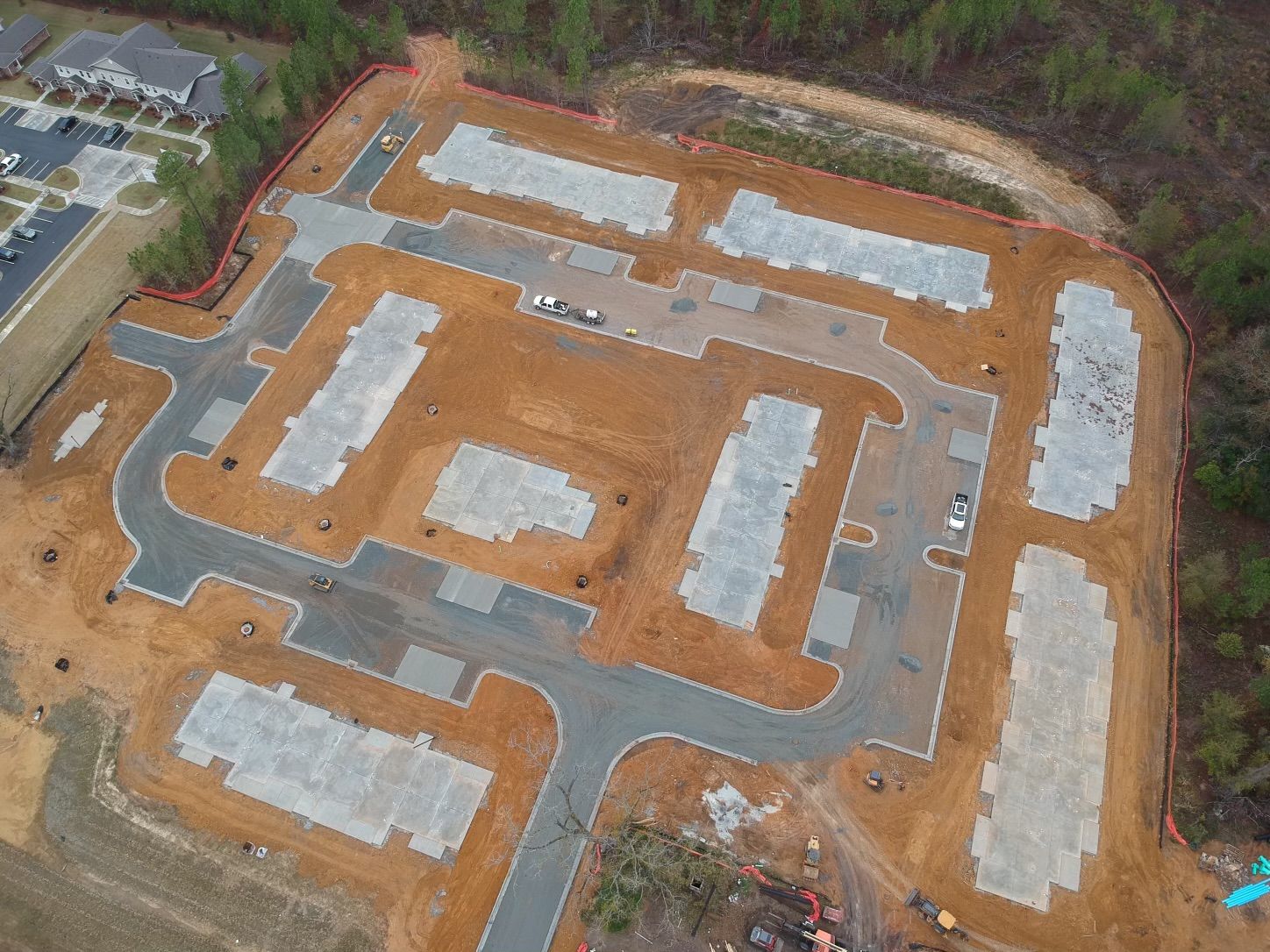 An aerial view of a construction project