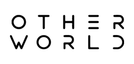OTHER WORLD in a minimalist, stacked wordmark. 'L' is three horizontal lines.