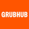 Grubhub logo in white text on an orange background.
