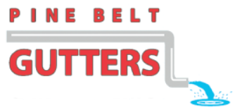 A logo for pine belt gutters shows a pipe with water coming out of it.