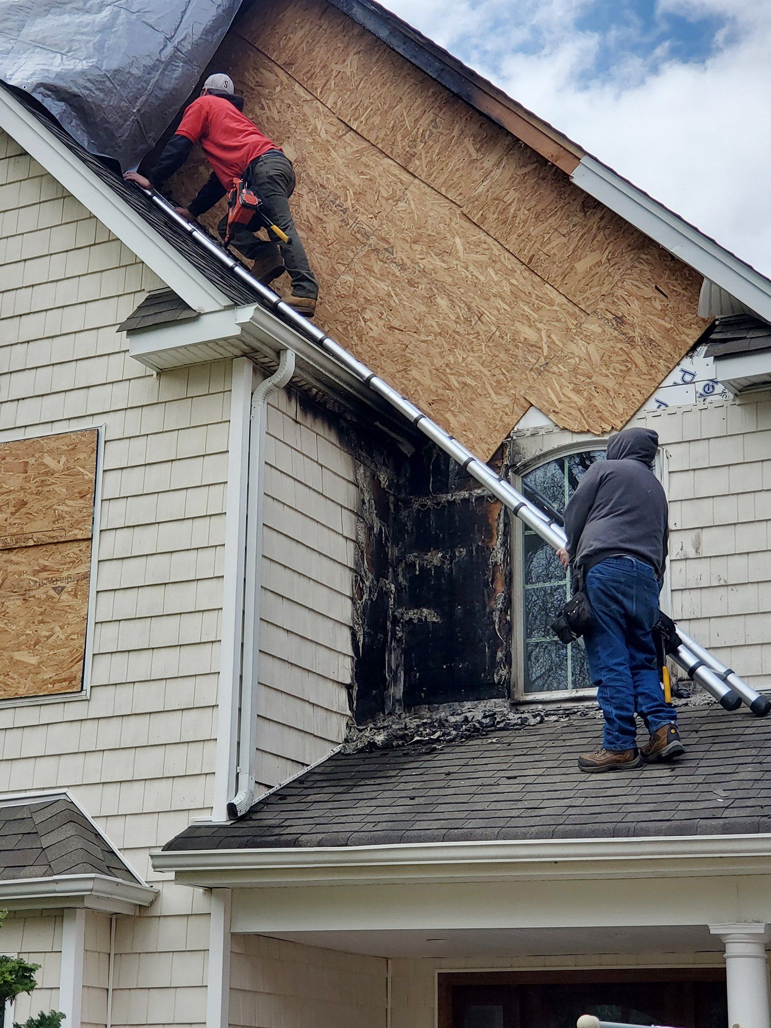House covered with wooden board