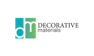 The logo for decorative materials is blue and green.