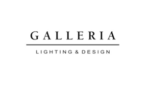 The logo for galleria lighting and design is on a white background.