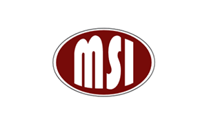 A red msi logo on a white background